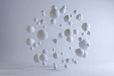 Three dimensional render of white connected spheres - JPSF00099
