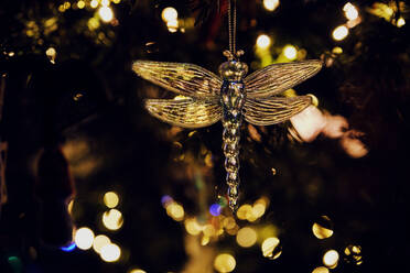 Hanging golden dragonfly decoration - PWF00268