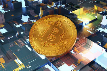 3D-Illustration einer goldenen Bitcoin - SPCF01307