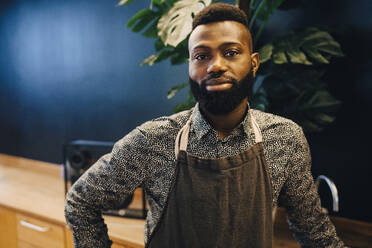 Porträt eines männlichen Unternehmers in einem Kaffeehaus - MASF22949