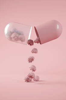 Brain shaped pills 3D illustration - JPSF00125