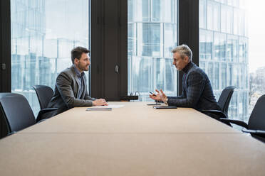 Männliche Fachleute diskutieren im Sitzungssaal im Büro - DIGF15138