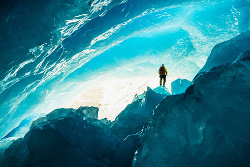 Exploring Inside A Glacier Ice Cave In Alberta - CAVF93957