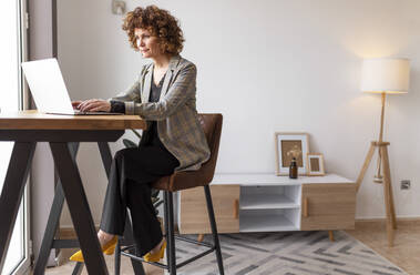 Freiberuflerin arbeitet zu Hause am Laptop - JPTF00777