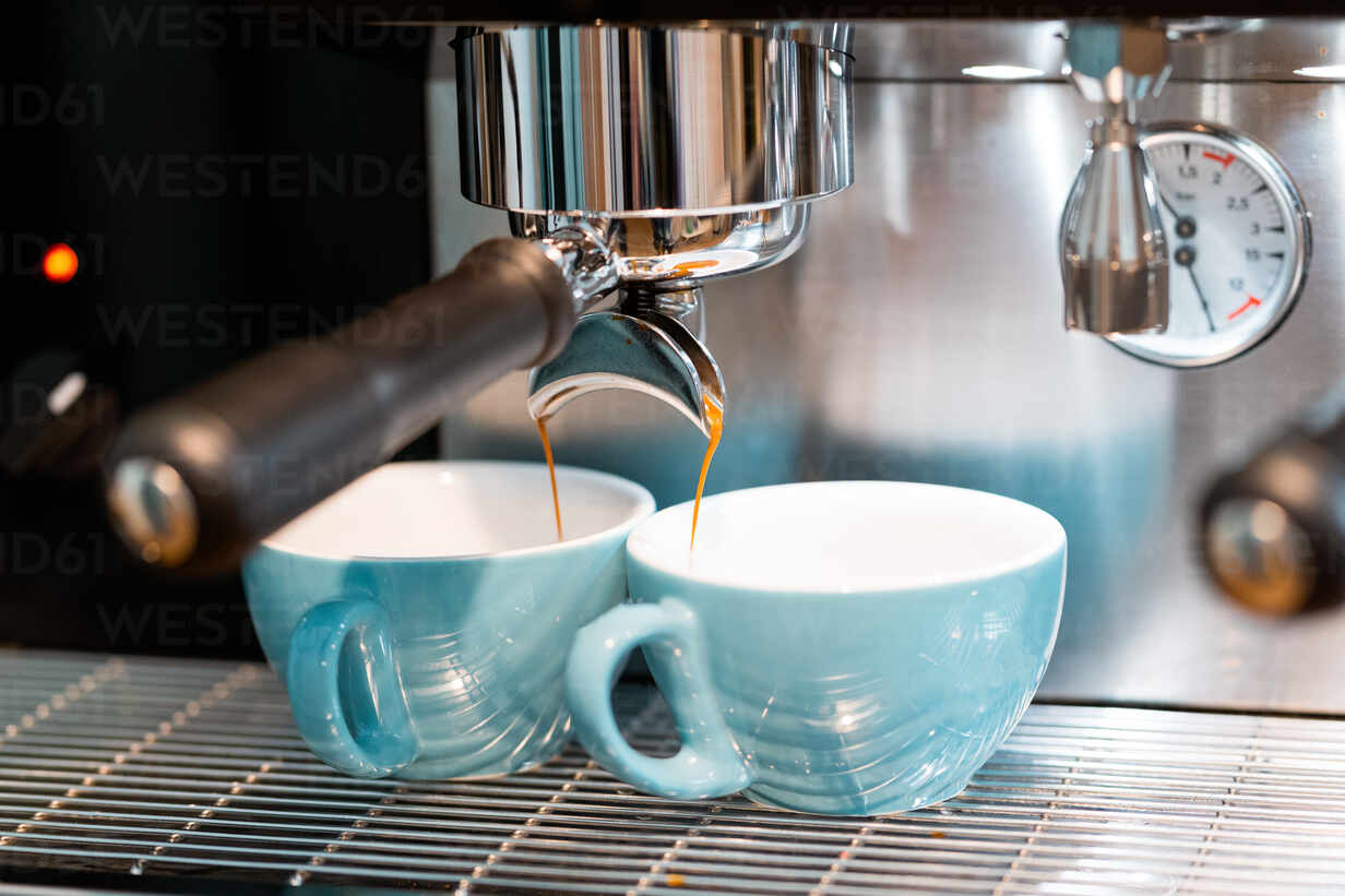 professional coffee machine with tools in coffeehouse Stock Photo