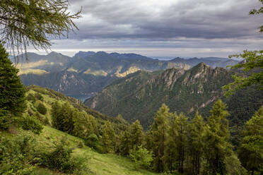 Tal in der Nähe des Idrosees und des Gardasees am Wald in der Provinz Brescia, Lombardei, Italien - MAMF01756