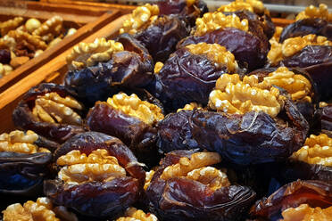 Dates stuffed with walnuts for sale in supermarket - NGF00742