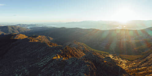 Sunlight on mountains at Puebla de la Sierra, Spain - RSGF00671