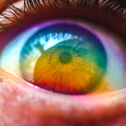 Regenbogen auf dem braunen Auge, lgbt-Flagge - CAVF94058