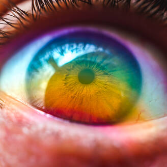 Rainbow on the brown eye, lgbt flag - CAVF94058