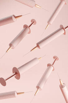 3D illustration of floating surreal syringes - JPSF00179