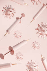 3D illustration of syringes and virus - JPSF00182