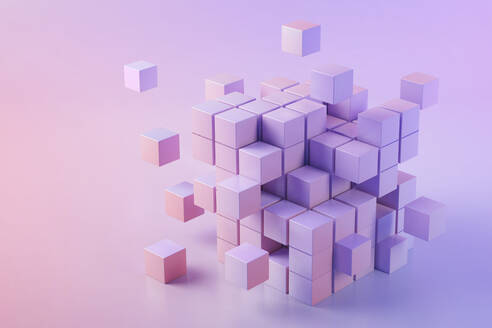 3D illustration of pink cubes - JPSF00195