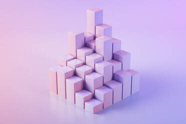 3D illustration of pink and purple cubes - JPSF00196