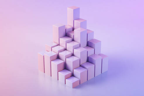 3D illustration of pink and purple cubes - JPSF00196