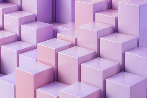 3D illustration of pink and purple cubes - JPSF00200