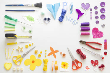 Colorful arrangement of various tools and sewing items - CMF00889