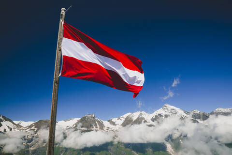 Austria, Carinthia, Flag of Austria Grossglockner High Alpine Road stock  photo