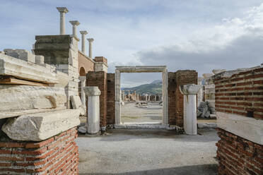 Turkey, Izmir Province, Selcuk, Doorway in ancient ruins of Basilica of Saint John - TAMF02984