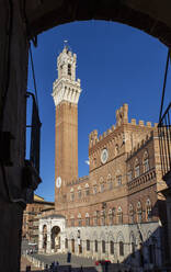 Italien, Toskana, Siena, Klarer Himmel über Palazzo Pubblico und Torre del Mangia - MAMF01844