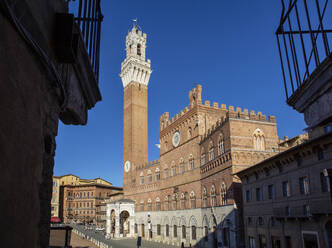 Italien, Toskana, Siena, Klarer Himmel über Palazzo Pubblico und Torre del Mangia - MAMF01845