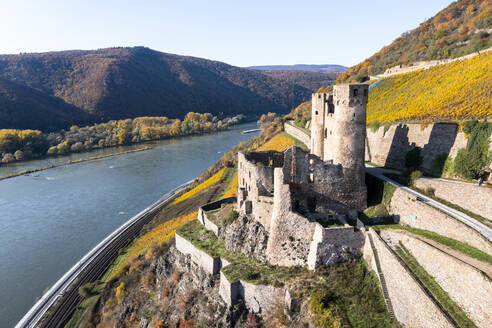 Ehrenfels castle by river at Hesse, Germany - AMF09172