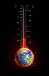 Temperaturanstieg auf dem Thermometer der globalen Erwärmung - CAIF30648