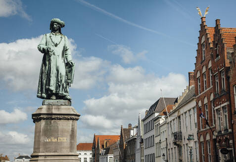 Belgium, West Flanders, Bruges, Statue of Jan van Eyck - ANHF00216