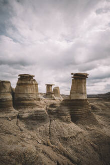 Hoodoos Dot the Landscape in the Badlands of Drumheller, Alberta - CAVF94147