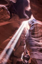 Picturesque landscape of narrow and deep slot canyon illuminated by daylight placed in Antelope Canyon in America - ADSF24927