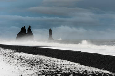 Sea stacks, Reynisfjara beach, Iceland, Polar Regions - RHPLF19837
