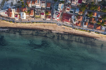 Turkey, Aydin Province, Kusadasi, Aerial view of Ladies Beach in summer - TAMF03143