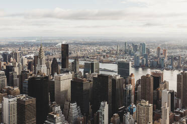 View of Manhattan Chrysler Building East River Queens from above - CAVF94518