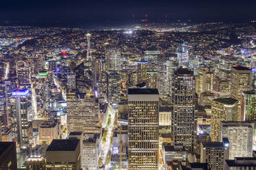 Seattle Skyline At Night From Above With The Space Needle - CAVF94532