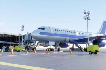 Three dimensional render of commercial airplane waiting at airport - SPCF01476