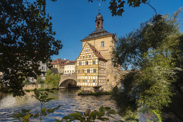 Germany, Bavaria, Bamberg, Old town hall on Regnitz river - ISF24745