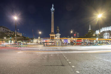 United Kingdom, England, London, Nelsons Column at night - ISF24766