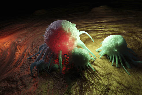 Three dimensional render of cancer cells inside human body - SPCF01498