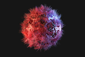 Three dimensional render of HIV virus - SPCF01500