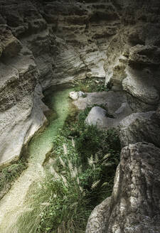 Wadi Shab Canyon mit seinem smaragdgrünen Wasser, Oman, Naher Osten - RHPLF20068