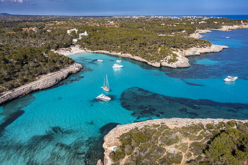 Aerial of Parc Natural de Mondrago, Mallorca (Majorca), Balearic Islands, Spain, Mediterranean, Europe - RHPLF20262
