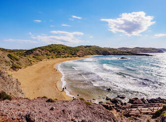 Platja de Cavalleria (Cavalleria Strand), Blick von oben, Menorca (Menorca), Balearen, Spanien, Mittelmeer, Europa - RHPLF20325