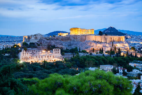 Die Akropolis und der Parthenon bei Nacht, UNESCO-Weltkulturerbe, Athen, Attika, Griechenland, Europa - RHPLF20349