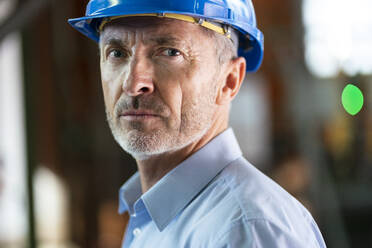 Mature male engineer with hardhat in industry - MOEF03805