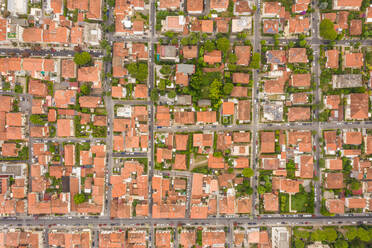 Luftaufnahme einer dichten Stadt in Viareggio, Italien. - AAEF09611