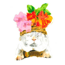 Beautiful watercolor sketch of a cat over white background - ADSF27534