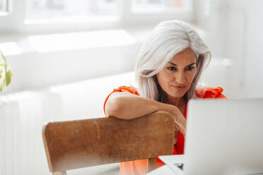 Mature businesswoman working on laptop at office - JOSEF05079