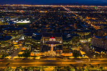 Aerial view of Phoenix City mall and the skyline at sunset in Arizona, United States of America. - AAEF10262