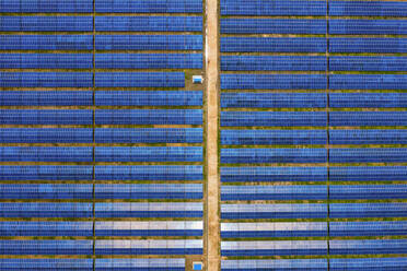 Aerial view of the largest solar panel complex in Bangladesh along Karnaphuli river in Kaptai, Chittagong state, Bangladesh. - AAEF10764