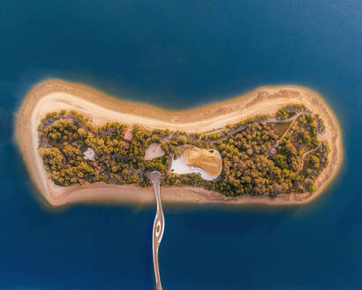 Aerial view of Al Noor island and bridge, Sharjah, Dubai, United Arab Emirates. - AAEF11202